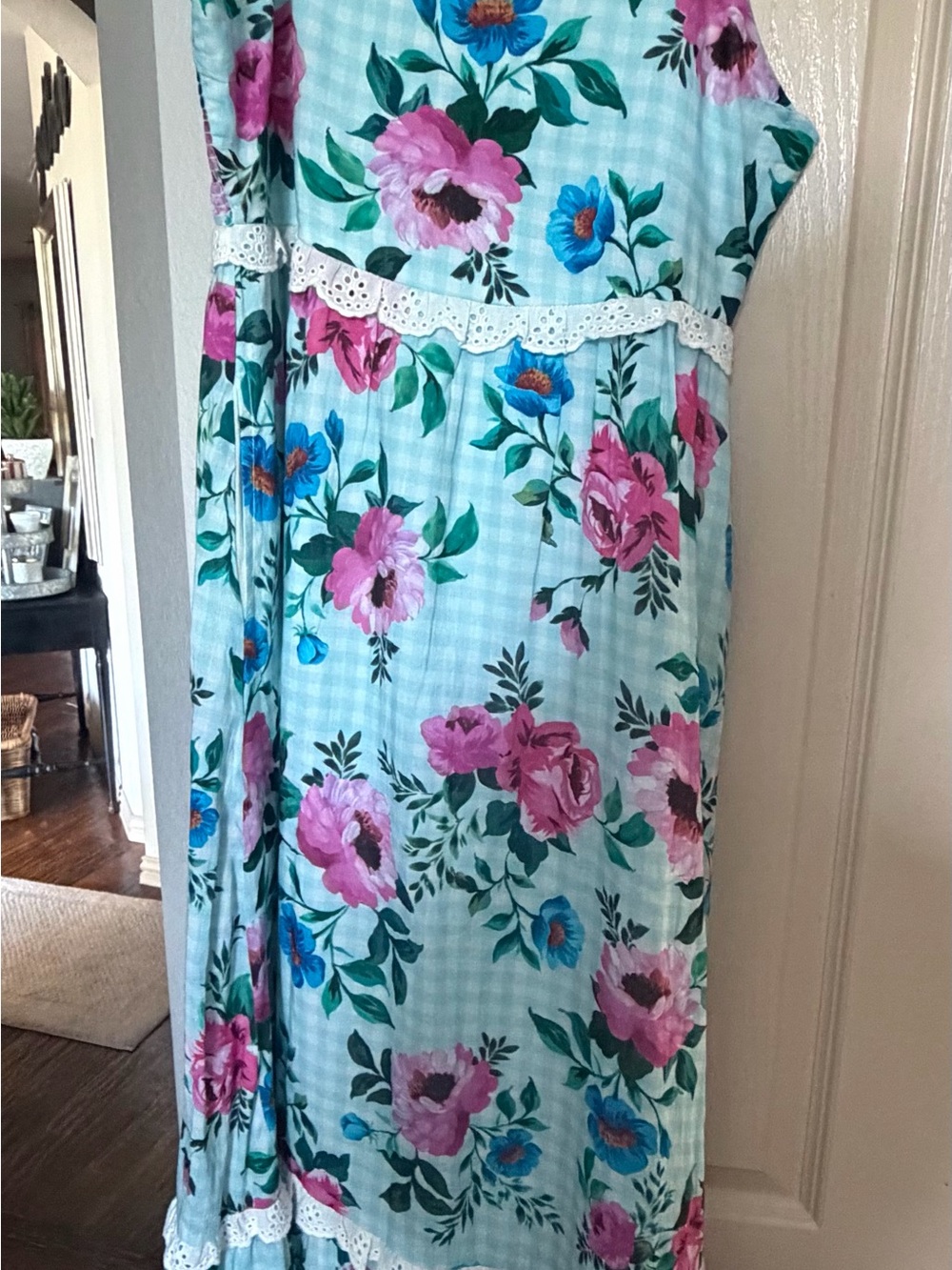 Bila Floral Maxi Dress in Aqua and Pink
